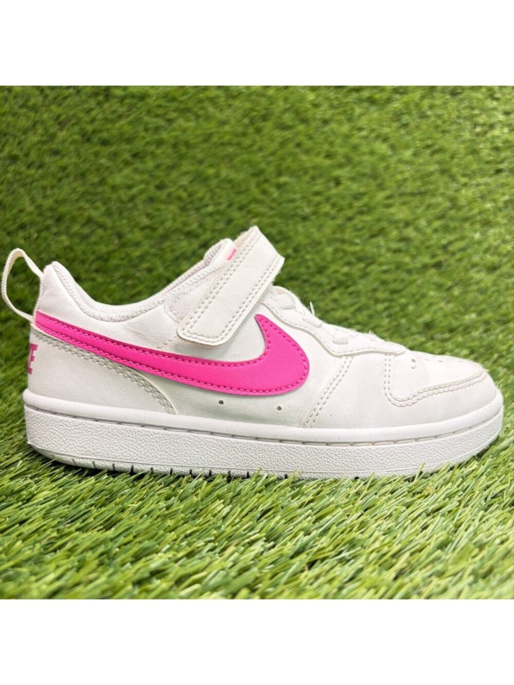 Nike Court Borough Low Recraft Girls Size 12C White Pink Athletic Shoes Sneakers